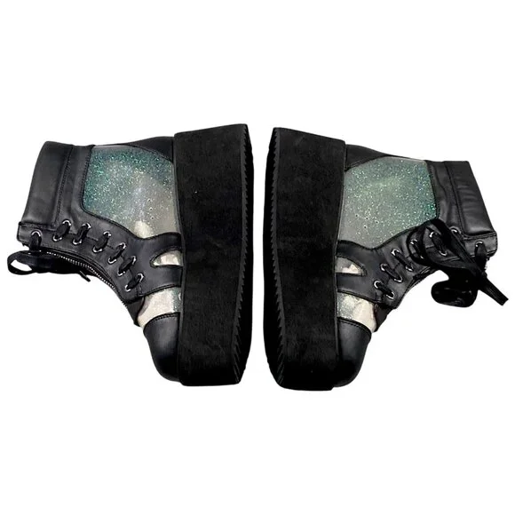 Demonia Boots Womens 7 Platform Holographic Whimsigoth Witch Punk Rave GRIP-102 - Picture 7 of 16